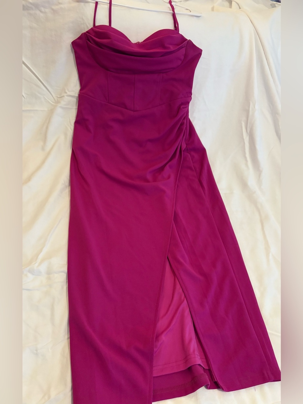 Lulus Fuchsia Spaghetti-Strap Bustier Midi Dress - L